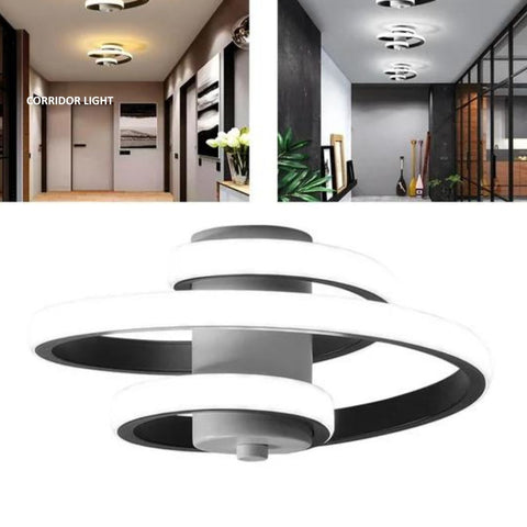 Lustra LED Circulara, 23*12 cm, Alb/Negru